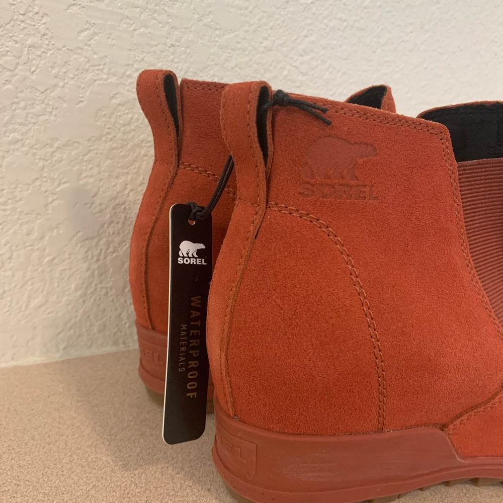 Sorel Orange Ankle Booties with Suede Texture - Picture 11 of 13